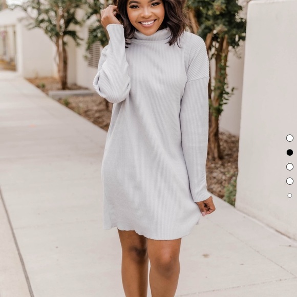 Pink Lily Dresses & Skirts - Grey Turtleneck Sweater Dress